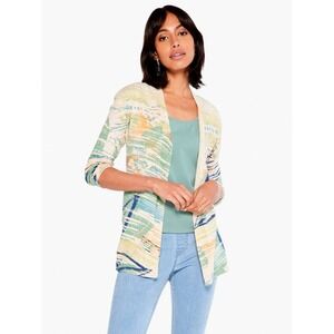 NIC+ZOE Punchy Meadow Cardigan in Green Multi Size L